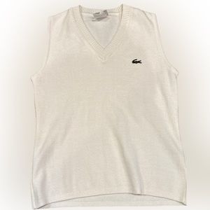 Lacoste vintage all white sleeveless sweatervest